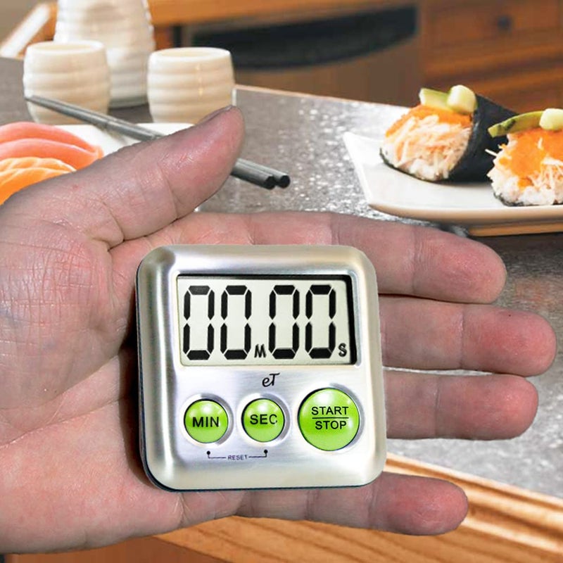 eTradewinds Elegant Digital Kitchen Timer Stainless Steel - Lime - Strong Magnetic Back - Kickstand - Loud Alarm - Large Display - Auto Memory - Auto Shut-Off (Lime) - Image 5